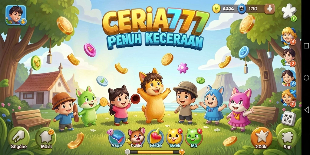 Tampilan gameplay ceria dan interaktif dari CERIA777 yang menghibur.