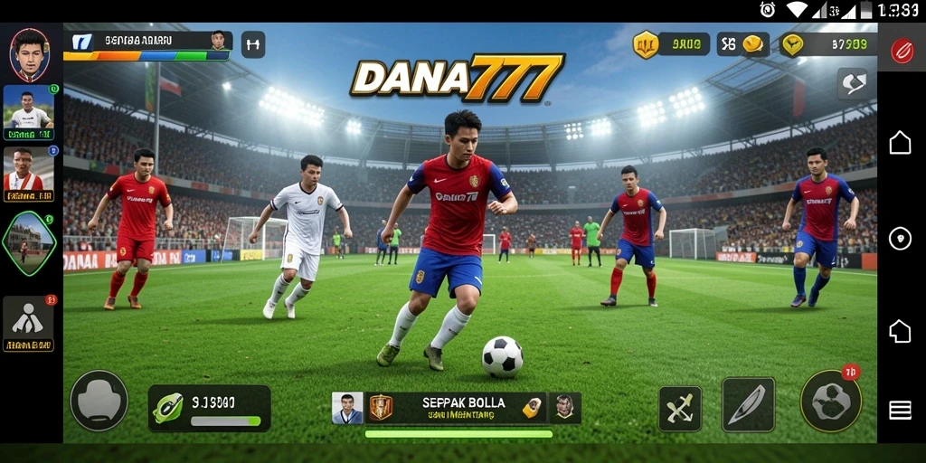 Tampilan gameplay seru dalam DANA777 dengan aksi sepak bola yang menegangkan.
