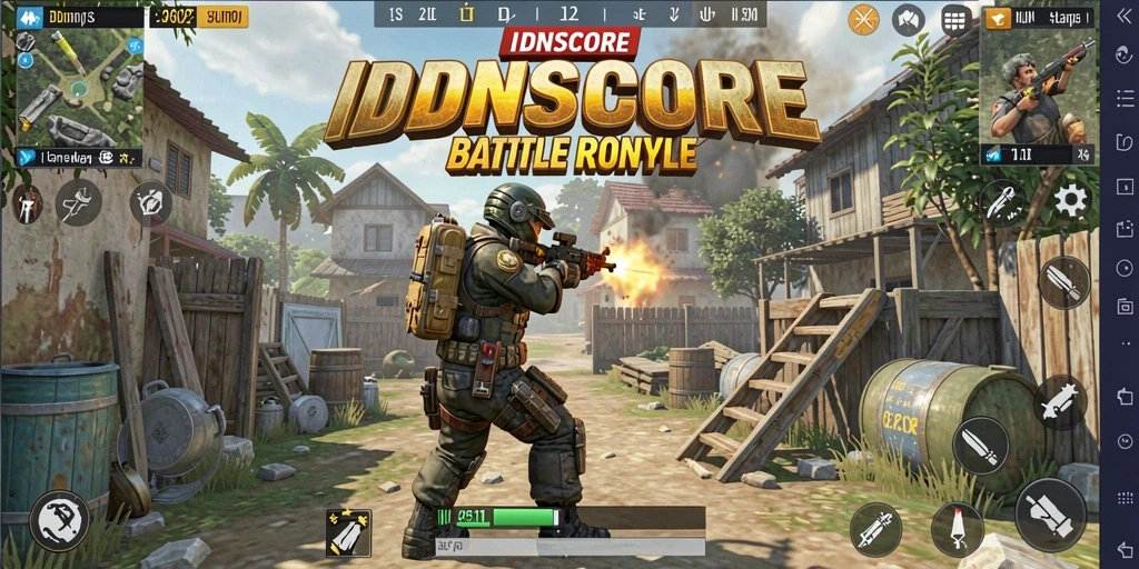 Screenshot gameplay IDNSCORE menampilkan aksi seru Battle Royale.