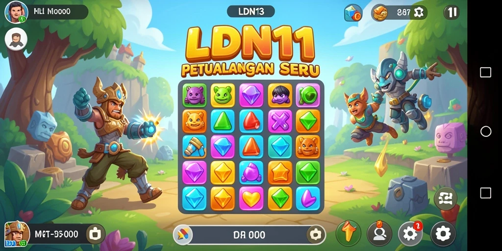 Gameplay seru LDN11 yang penuh warna dalam pertandingan Match-3.