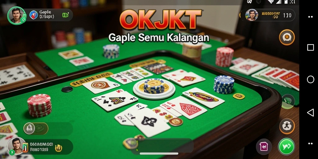 Tampilan seru gameplay Gaple di OKJKT yang menghibur.