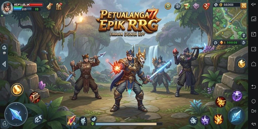Tampilan gameplay seru dari REPUBLIK77 saat melawan monster dan menjelajahi dunia.
