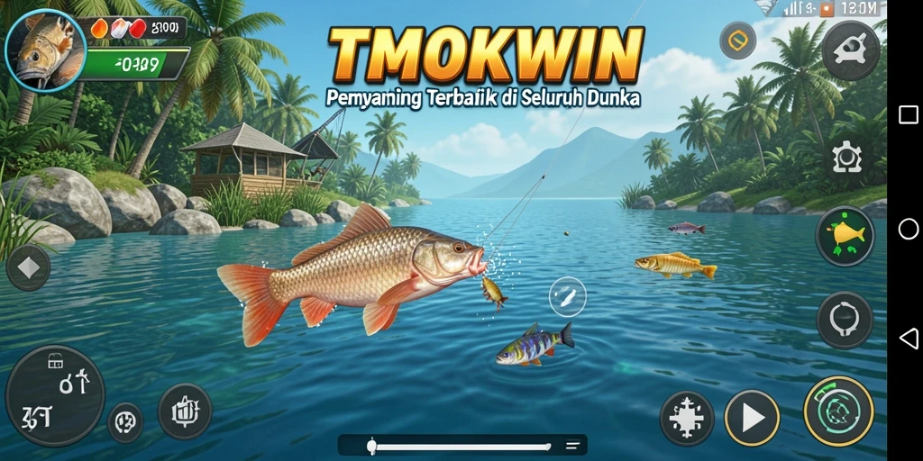 Screenshot gameplay TMOKWIN yang menunjukkan pengalaman memancing yang mendebarkan.