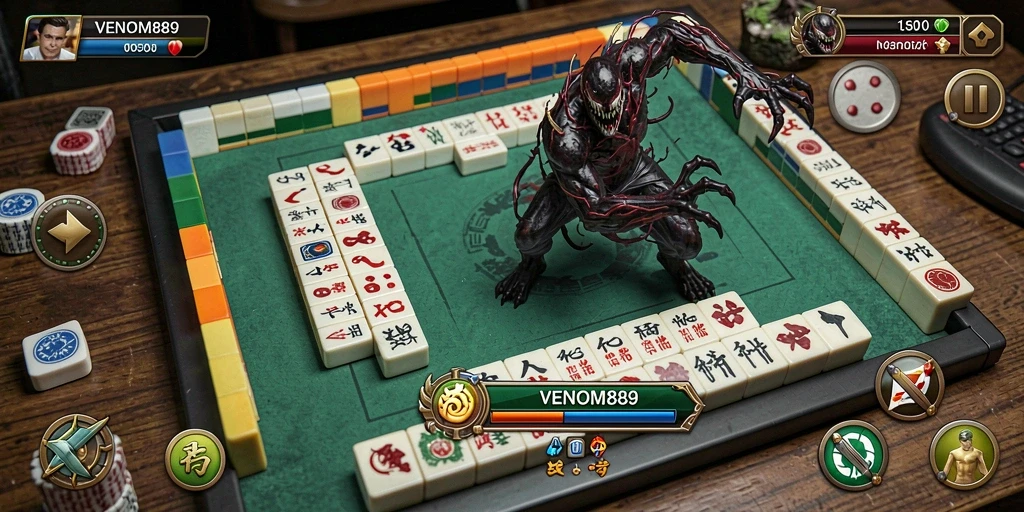 Screenshot dari gameplay seru dalam VENOM889 Mahjong.
